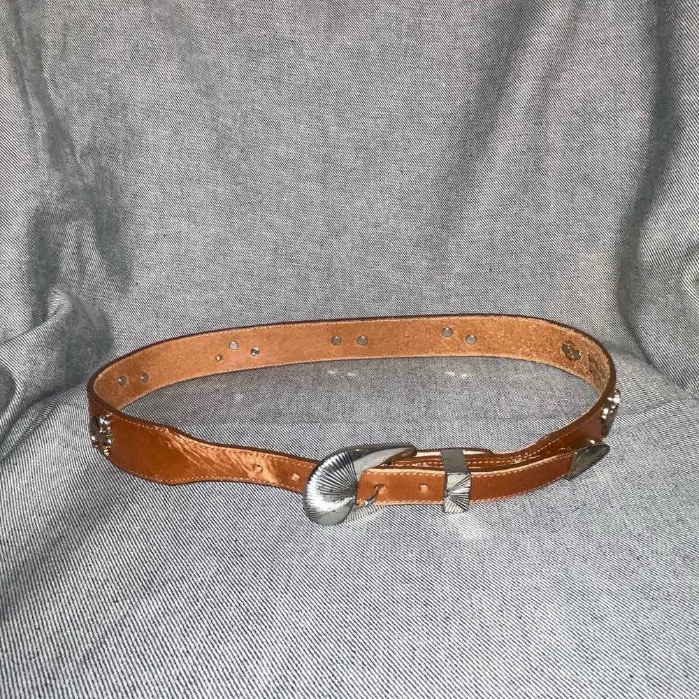 Vintage Leather Belt with Silver Buckle